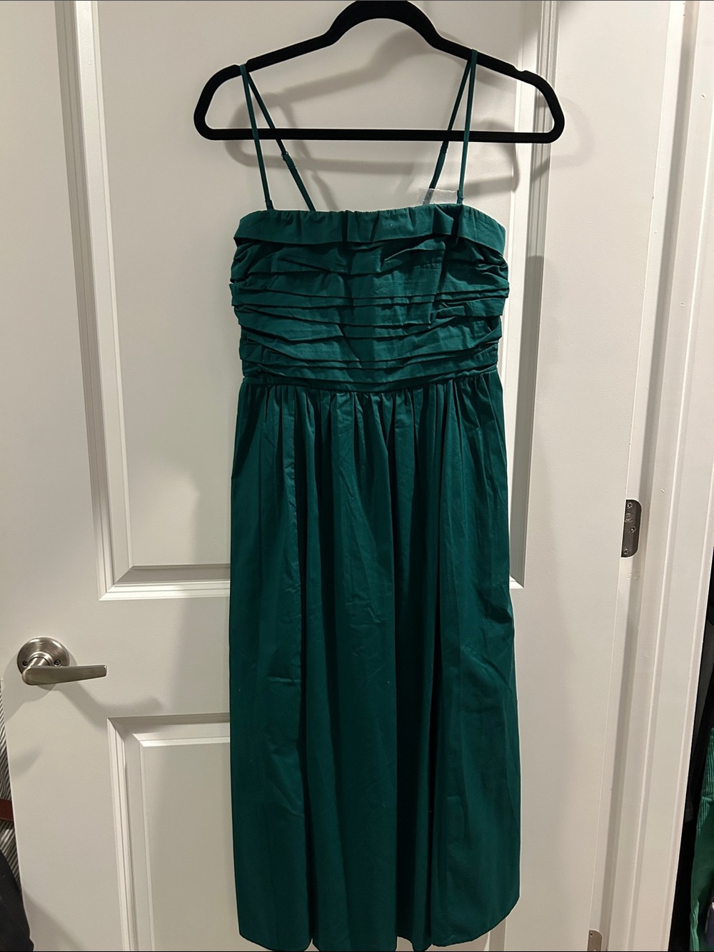 Abercrombie & Fitch Teal Strapless Ruched Midi Dress